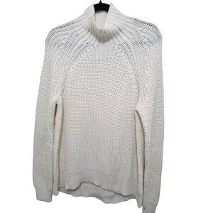NWT Gap Women's White Knitted Fisherman Turtleneck Sweater Long Sleeve Casual Si